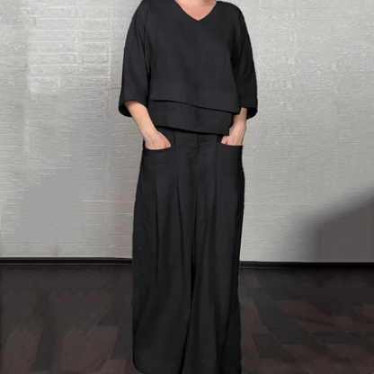 💥Sichern Sie sich heute 58% Rabatt!💃🌺Irregular Hem Cotton Linen Short Sleeve Casual 2-Piece Set