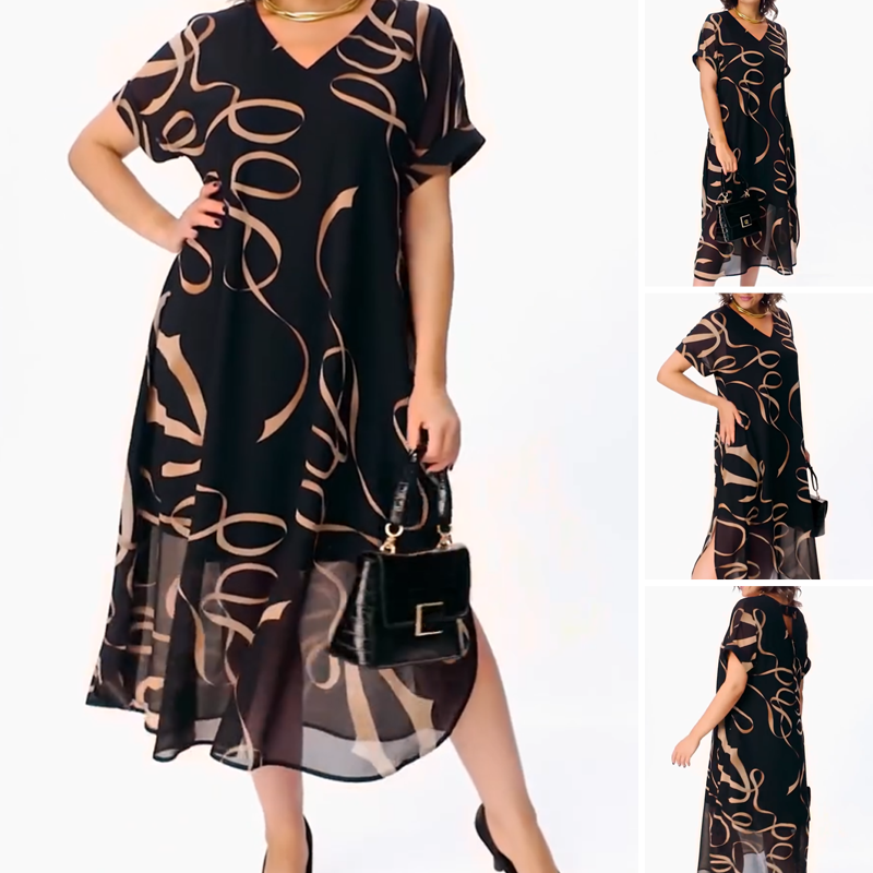 ⏰Begrenzte Zeit 50% Rabatt🔥👗Fließendes Midikleid mit V-Ausschnitt