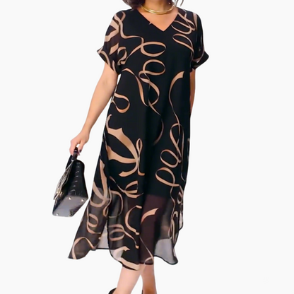 ⏰Begrenzte Zeit 50% Rabatt🔥👗Fließendes Midikleid mit V-Ausschnitt