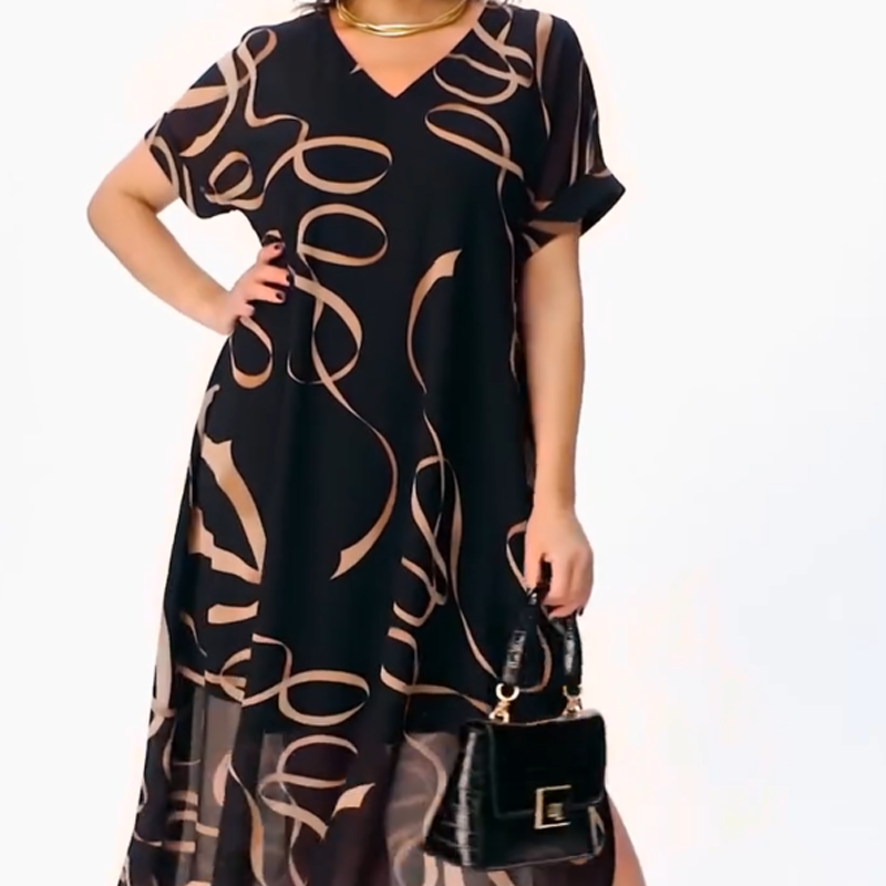 ⏰Begrenzte Zeit 50% Rabatt🔥👗Fließendes Midikleid mit V-Ausschnitt