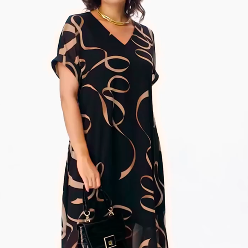 ⏰Begrenzte Zeit 50% Rabatt🔥👗Fließendes Midikleid mit V-Ausschnitt