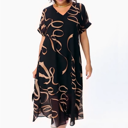 ⏰Begrenzte Zeit 50% Rabatt🔥👗Fließendes Midikleid mit V-Ausschnitt