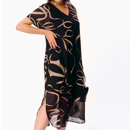 ⏰Begrenzte Zeit 50% Rabatt🔥👗Fließendes Midikleid mit V-Ausschnitt