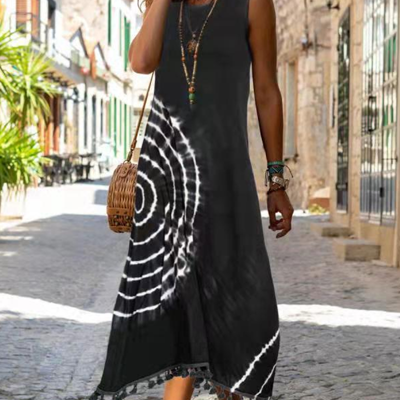 💕Damen lässiges ärmelloses Midikleid