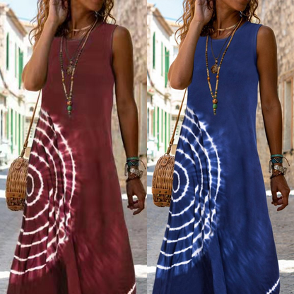 💕Damen lässiges ärmelloses Midikleid