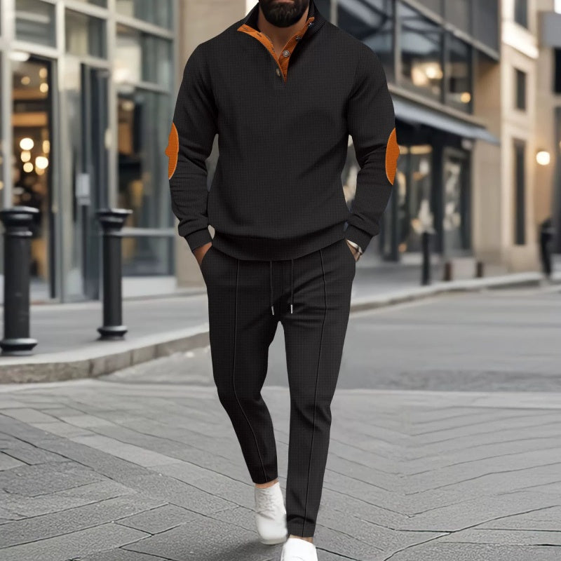 📢50%Rabatt!!!🎉✨Herren lässiges Set aus Strick-Sweatshirt mit Halbzipper & Hose