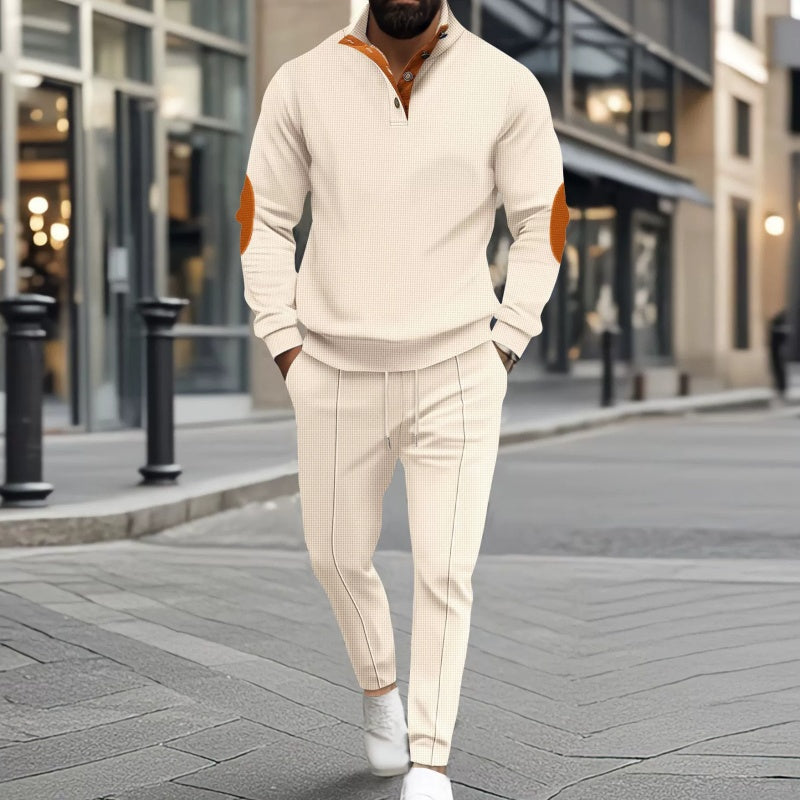 📢50%Rabatt!!!🎉✨Herren lässiges Set aus Strick-Sweatshirt mit Halbzipper & Hose