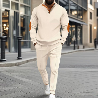 📢50%Rabatt!!!🎉✨Herren lässiges Set aus Strick-Sweatshirt mit Halbzipper & Hose