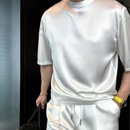 🏆Blitzangebot⚡🔥Hochwertiges, zweiteiliges Herren-Set aus merzerisierter Baumwolle, lässig, einfarbig, Oberteil und Shorts【Lockere Passform, für alle Gelegenheiten geeignet】