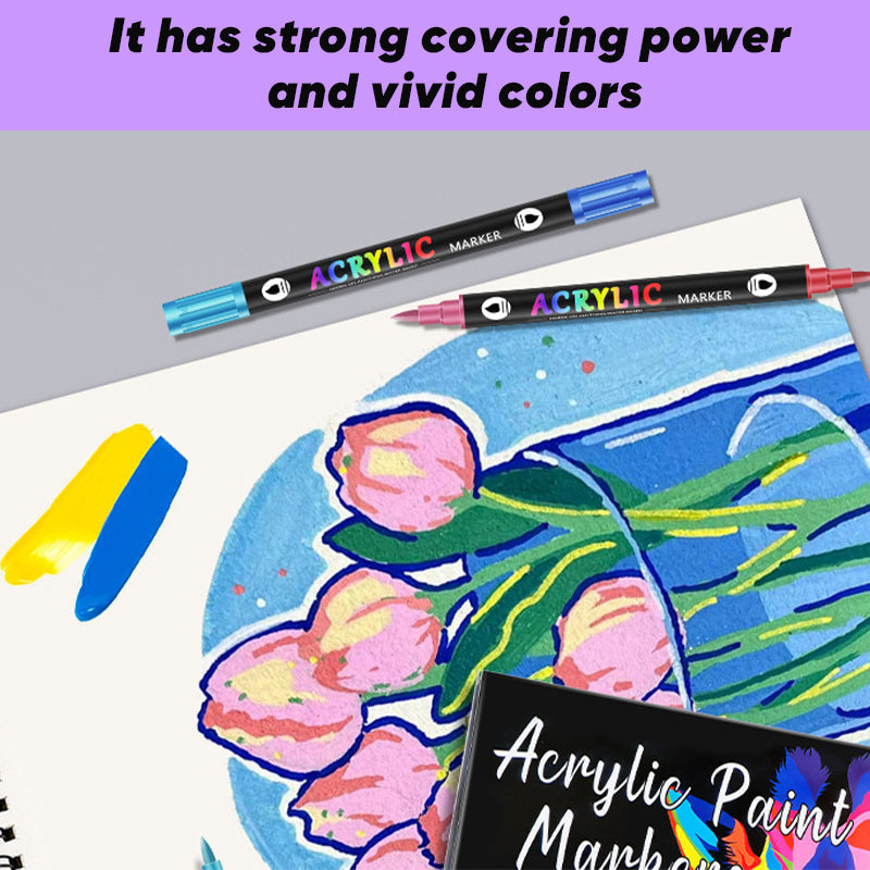 🔥 50 % RABATT! 🌈🖌️ Acrylstift-Marker mit zwei Spitzen – Farbenfroh & vielseitig ✨🎨