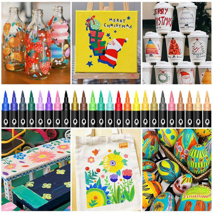 🔥 50 % RABATT! 🌈🖌️ Acrylstift-Marker mit zwei Spitzen – Farbenfroh & vielseitig ✨🎨