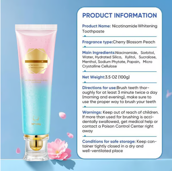 💖Niacinamid-Zahnpasta für strahlend weiße Zähne🦷Perlweiße Zähne zum Vorschein🦷Die neue Geheimwaffe für Ihr Lächeln!