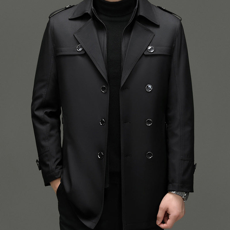 🔈🔈50% Rabatt!🔥Mittellanger Trenchcoat für Herren mit herausnehmbarem Innenfutter🚀Versandkostenfrei