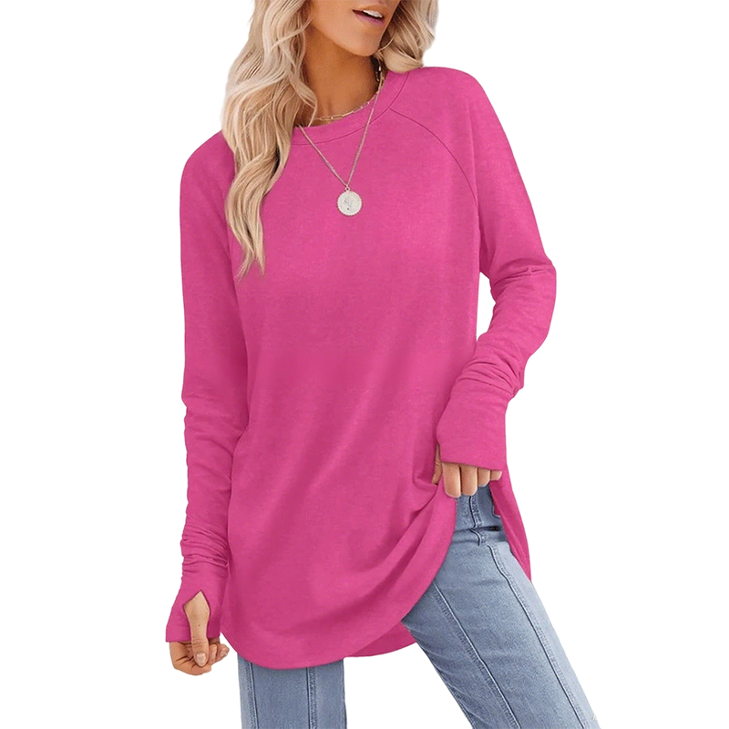 📢🎉50%Rabatt!!!🛍️✨Damen lässiges Langarm-Oberteil mit Rundhalsausschnitt