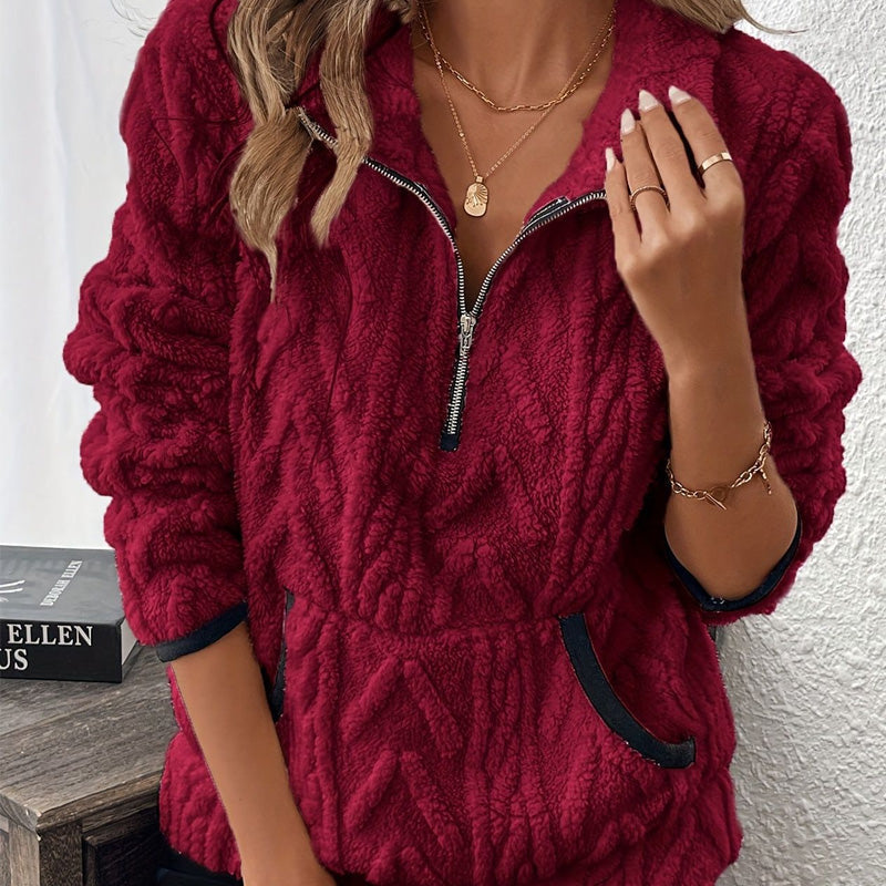 🏆Flash-Verkauf 50 % Rabatt⚡🔥 Sweatshirt mit flauschiger Tasche und halbem Reißverschluss