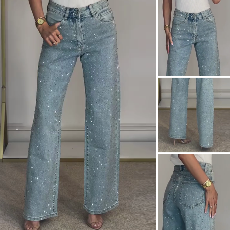 👖Kostenloser Versand✨ JEANS MIT ACCESSOIRES - Gerade Passform & Stretch, Inklusive Styling-Set, Versandkostenfrei für Limitierte Zeit 🚚💫