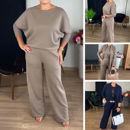 ⏳Zeitlich begrenztes Sonderangebot⏰Elegantes 3-teiliges Set aus Longline-Cardigan, Top und Hose💞