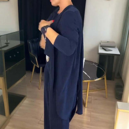 ⏳Zeitlich begrenztes Sonderangebot⏰Elegantes 3-teiliges Set aus Longline-Cardigan, Top und Hose💞