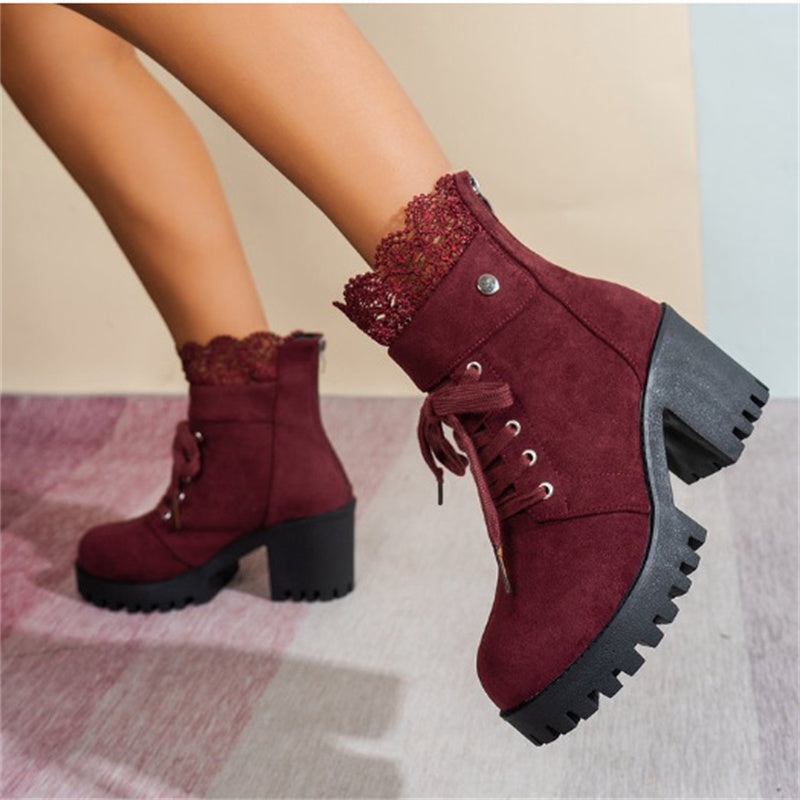 🔥Black-Friday-Mega-Angebot – 49 % Rabatt!🔥Damen-Stiefeletten mit dickem Absatz und Spitze