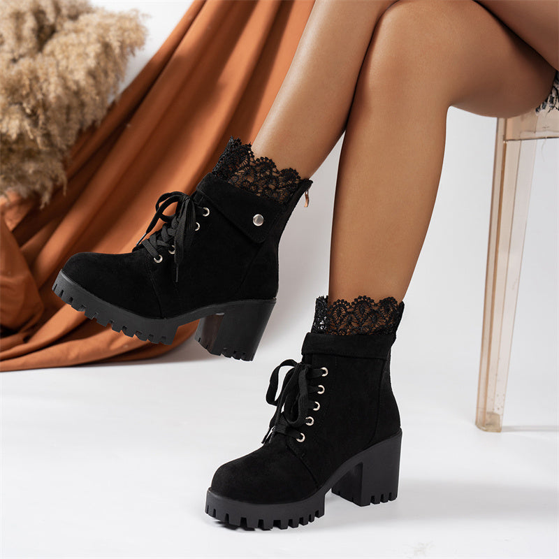 🔥Black-Friday-Mega-Angebot – 49 % Rabatt!🔥Damen-Stiefeletten mit dickem Absatz und Spitze
