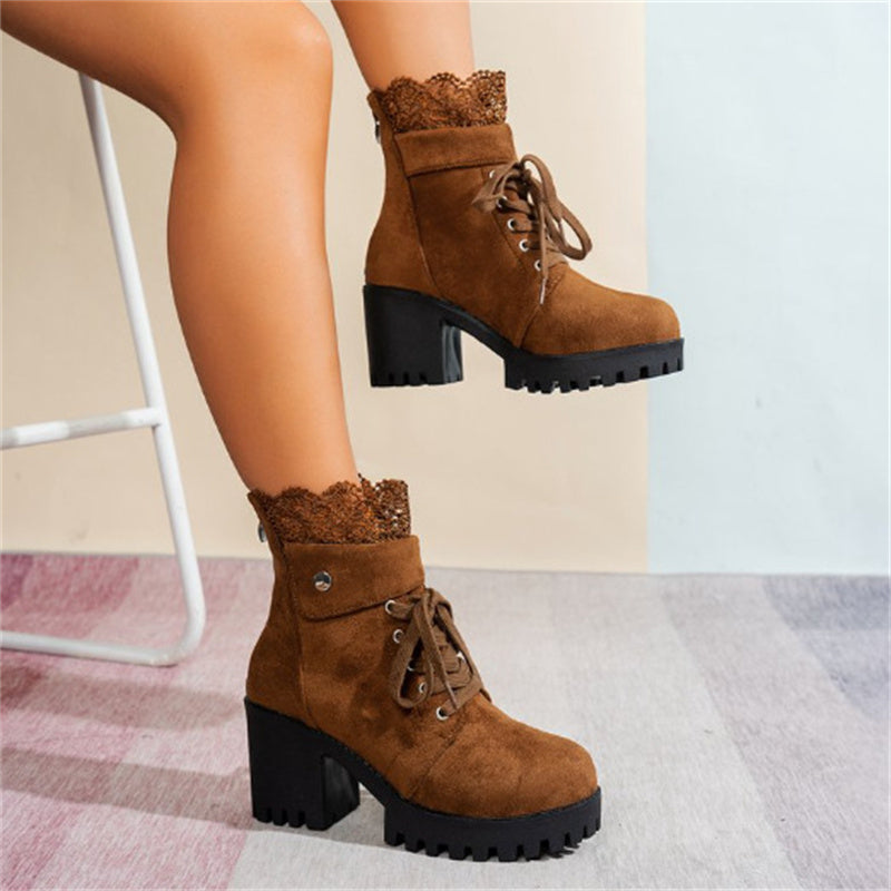 🔥Black-Friday-Mega-Angebot – 49 % Rabatt!🔥Damen-Stiefeletten mit dickem Absatz und Spitze