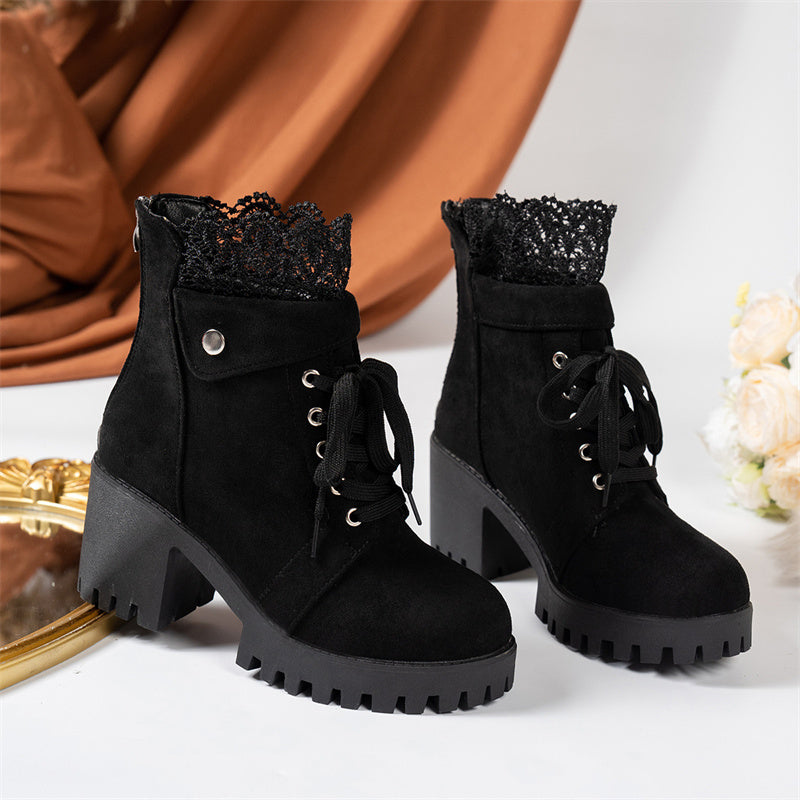 🔥Black-Friday-Mega-Angebot – 49 % Rabatt!🔥Damen-Stiefeletten mit dickem Absatz und Spitze