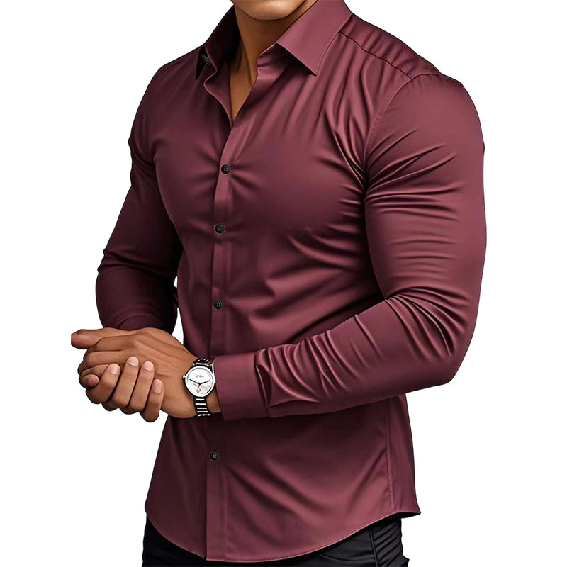 🔥Zeitlich begrenzt 50 % Rabatt🔥Herren Langarmhemd mit Stehkragen in Uni