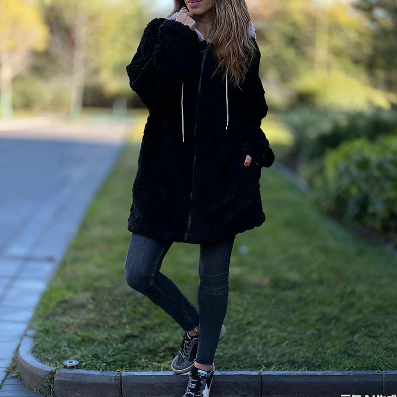 📢📢50% Rabatt!!! 🎉✨ Kuschelig warmer Jacquard-Mantel mit Kapuze & Reißverschluss