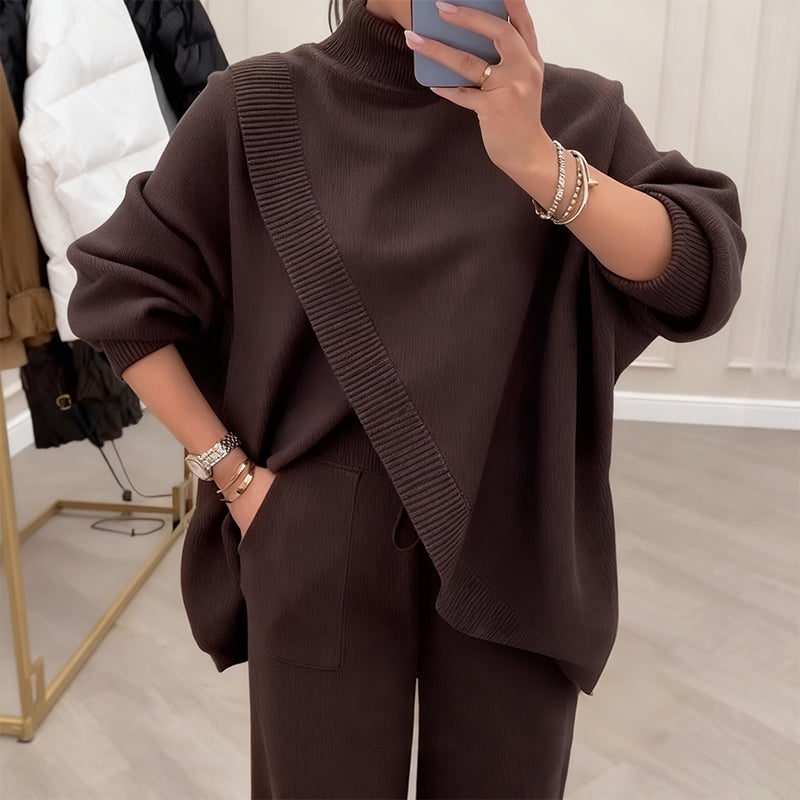 🔥 59 % RABATT! NEU! Zweiteiliges Damen-Set – Asymmetrischer Pullover + weite Hose, bequeme Passform und weicher Stoff, super bequem 👚✨ ✅ Kostenloser Versand