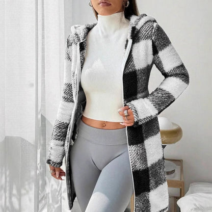 🍂🧥Karierte Kapuzenjacke für Damen mit Reißverschluss✈Versandkostenfrei
