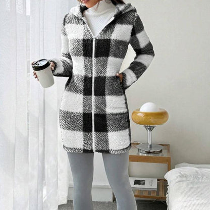 🍂🧥Karierte Kapuzenjacke für Damen mit Reißverschluss✈Versandkostenfrei