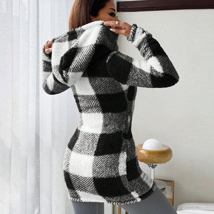 🍂🧥Karierte Kapuzenjacke für Damen mit Reißverschluss✈Versandkostenfrei