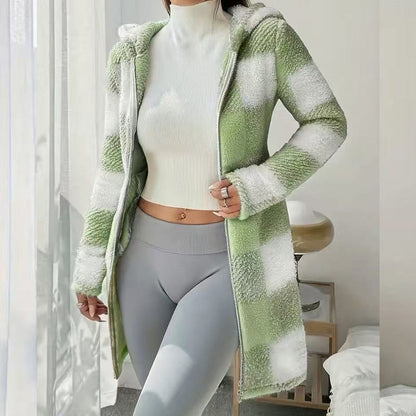 🍂🧥Karierte Kapuzenjacke für Damen mit Reißverschluss✈Versandkostenfrei