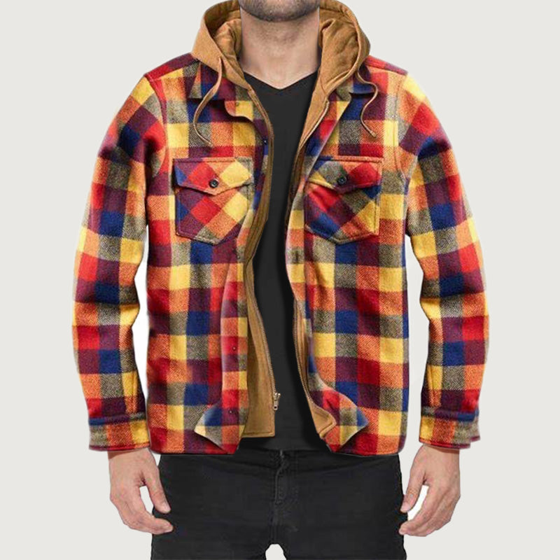 📢🎉50%Rabatt!!!🛍️✨Gesteppte, gefütterte Karojacke mit Kapuze für Herren