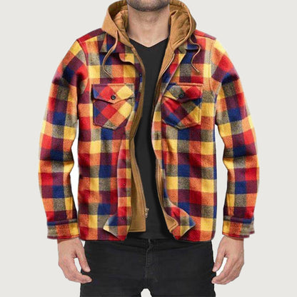 📢🎉50%Rabatt!!!🛍️✨Gesteppte, gefütterte Karojacke mit Kapuze für Herren