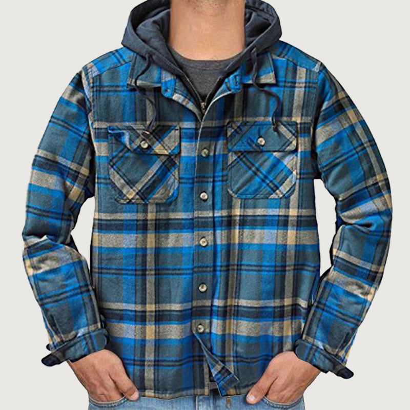 📢🎉50%Rabatt!!!🛍️✨Gesteppte, gefütterte Karojacke mit Kapuze für Herren