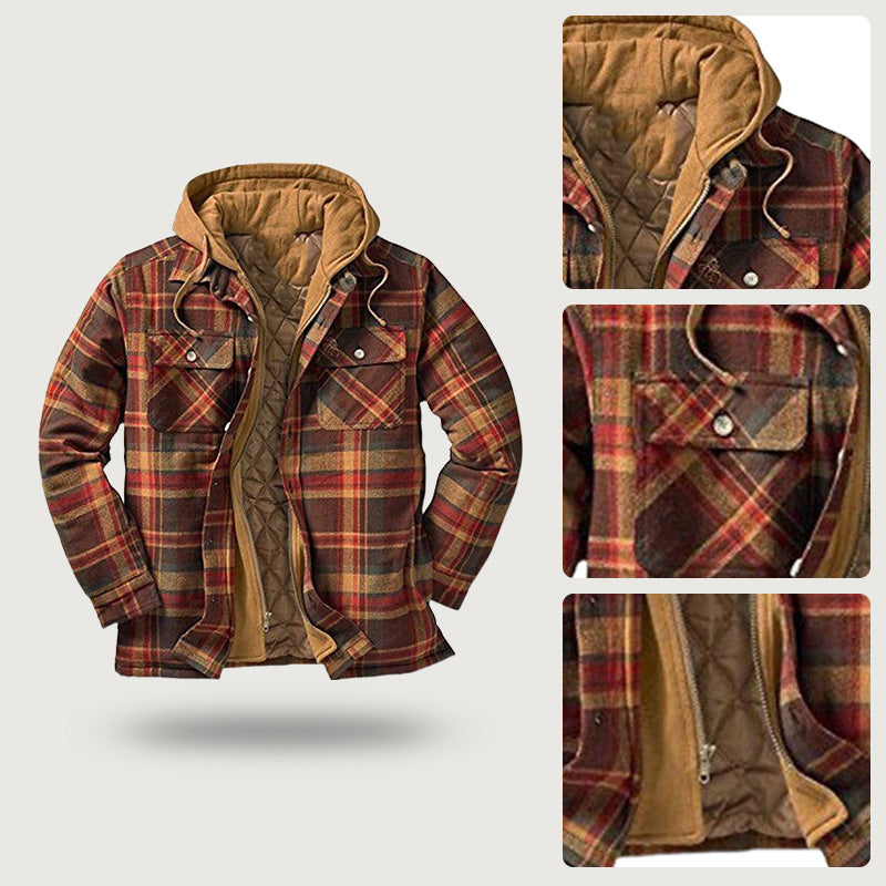 📢🎉50%Rabatt!!!🛍️✨Gesteppte, gefütterte Karojacke mit Kapuze für Herren
