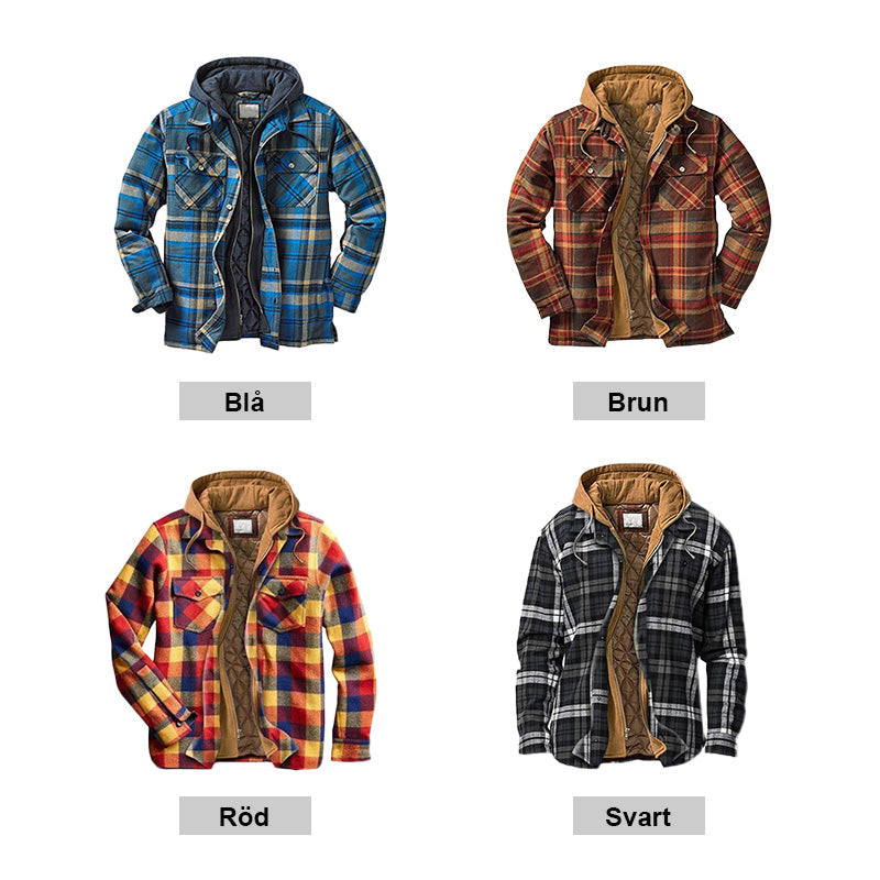 📢🎉50%Rabatt!!!🛍️✨Gesteppte, gefütterte Karojacke mit Kapuze für Herren