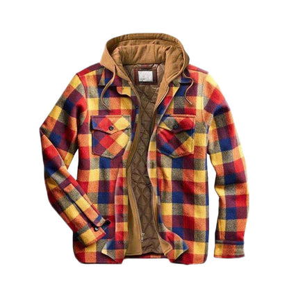 📢🎉50%Rabatt!!!🛍️✨Gesteppte, gefütterte Karojacke mit Kapuze für Herren