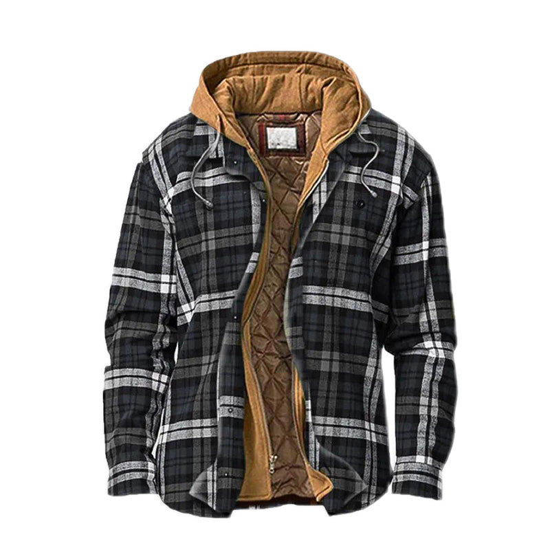 📢🎉50%Rabatt!!!🛍️✨Gesteppte, gefütterte Karojacke mit Kapuze für Herren