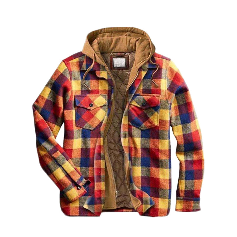 📢🎉50%Rabatt!!!🛍️✨Gesteppte, gefütterte Karojacke mit Kapuze für Herren