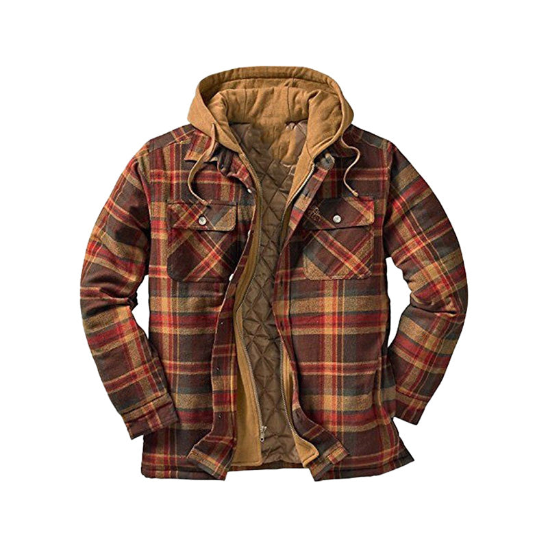 📢🎉50%Rabatt!!!🛍️✨Gesteppte, gefütterte Karojacke mit Kapuze für Herren