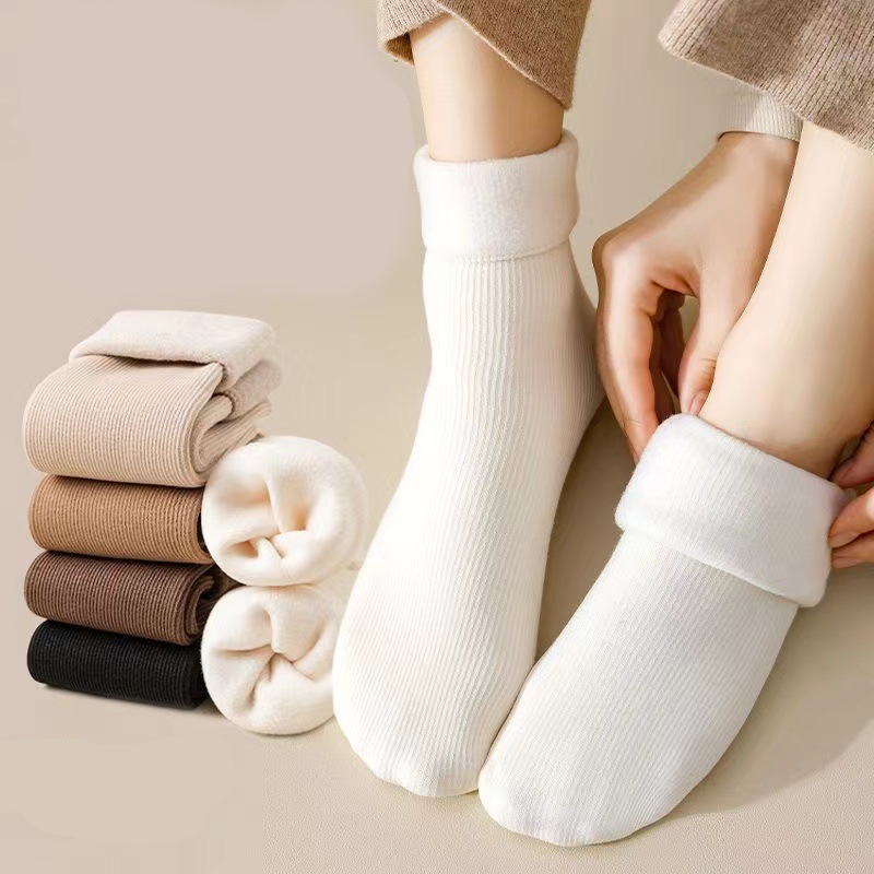 Dicke, warme Socken in Einfarbe bis zur Wade für Frauen