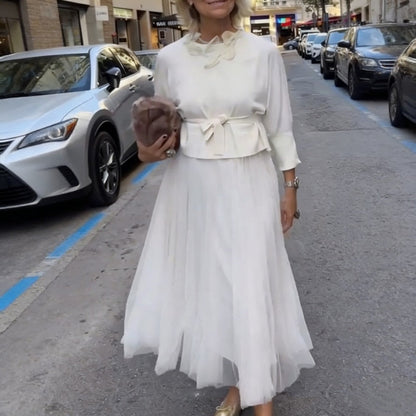 Damen zweiteiliges Set: Langarm-Oberteil und ärmelloses Kleid