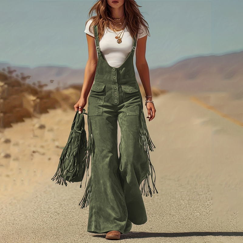 📊 Über 200.000 Verkäufe – Dankeschön mit 50% Rabatt! Retro-Western-Overall aus Wildleder mit Fransen
