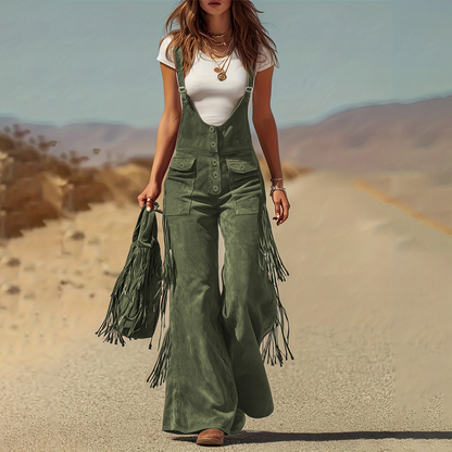 📊 Über 200.000 Verkäufe – Dankeschön mit 50% Rabatt! Retro-Western-Overall aus Wildleder mit Fransen