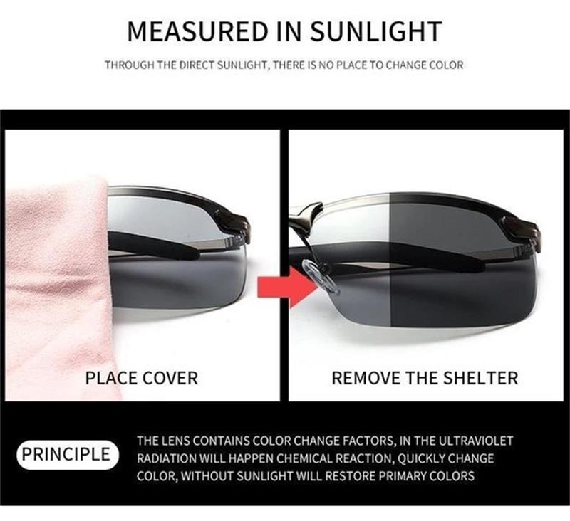 🕶️ Nur noch heute 50% RABATT! ⏰ Photochrome Sonnenbrille mit polarisierten blendfreien HD-Gläsern – randloser Sportrahmen – perfekt für Autofahren, Angeln, Radfahren & Outdoor-Aktivitäten