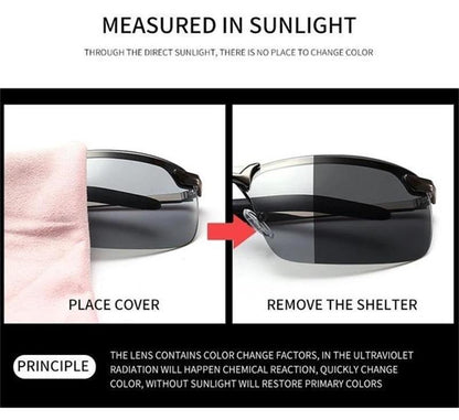 🕶️ Nur noch heute 50% RABATT! ⏰ Photochrome Sonnenbrille mit polarisierten blendfreien HD-Gläsern – randloser Sportrahmen – perfekt für Autofahren, Angeln, Radfahren & Outdoor-Aktivitäten