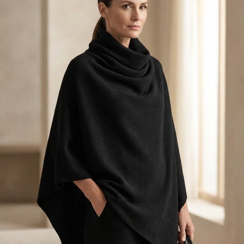 📢📢50%Rabatt!!!🎉✨Damen-Set: Cape-Oberteil mit Wasserfallkragen & Hose mit weitem Bein