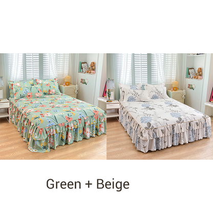 🌹Für jede Jahreszeit geeignet🌹 Romantisches Schlafengehen – 3-teiliger Rüschenbettrock – Eleganter Fall & einfaches Wechseln 【Begrenztes Angebot】🛏️